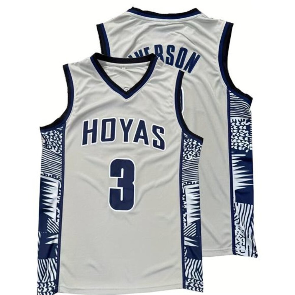 NEW Georgetown Hoyas #3 Allen Iverson Basketball Jersey, Men's